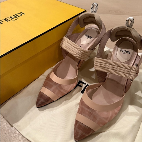 Fendi Colibrì FF Mesh Slingback Pumps - Picture 1 of 9